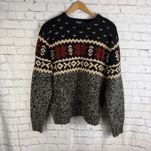 Vintage Polo Ralph Lauren Fair Isle Wool Silk Blend Hand Knit Crewneck Sweater L